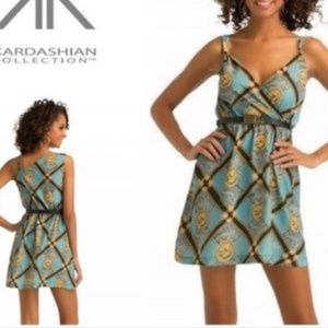 NEW! Blue Dress with Chain & Coin Print